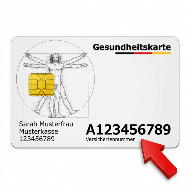 Position der Versicherungsnummer auf der Gesundheitskarte